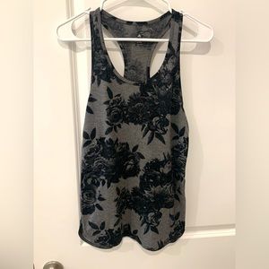 Adidas Floral Print Black & Gray Racerback Climalite Tank